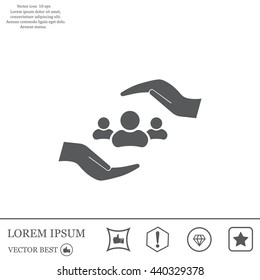 group of people and hand web icon. vector design