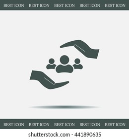 group of people and hand web icon. vector design
