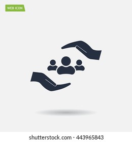 group of people and hand web icon. vector design