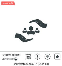 group of people and hand web icon. vector design