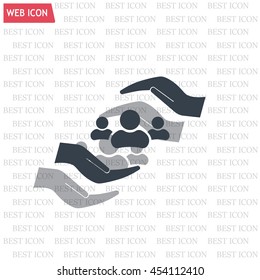 group of people and hand web icon. vector design