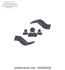 group of people and hand web icon. vector design