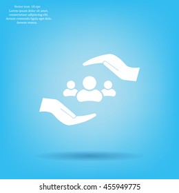 group of people and hand web icon. vector design