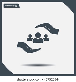group of people and hand web icon. vector design