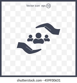 group of people and hand web icon. vector design