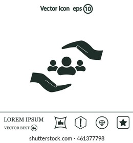 group of people and hand web icon. vector design