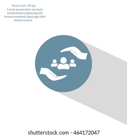 group of people and hand web icon. vector design