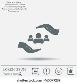 group of people and hand web icon. vector design