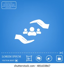group of people and hand web icon. vector design