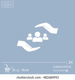 group of people and hand web icon. vector design