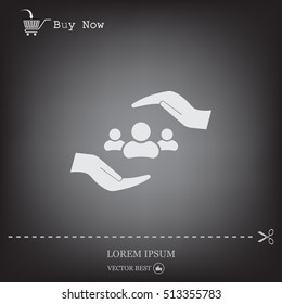 group of people and hand web icon. vector design