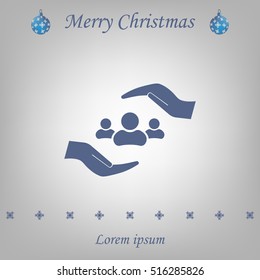 group of people and hand web icon. vector design