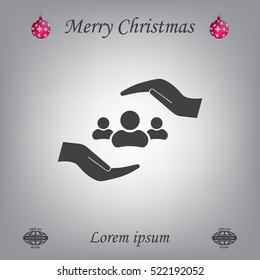 group of people and hand web icon. vector design