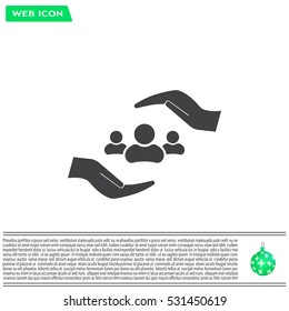 group of people and hand web icon. vector design