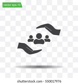 group of people and hand web icon. vector design