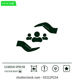 group of people and hand web icon. vector design