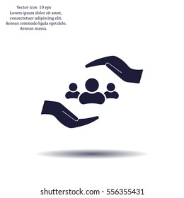 group of people and hand web icon. vector design
