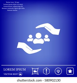 group of people and hand web icon. vector design