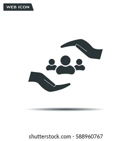 group of people and hand web icon. vector design
