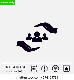 group of people and hand web icon. vector design