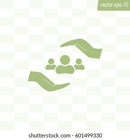 group of people and hand web icon. vector design
