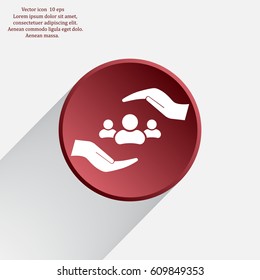 group of people and hand web icon. vector design