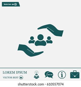 group of people and hand web icon. vector design