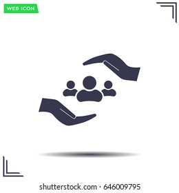 group of people and hand web icon. vector design