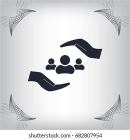 group of people and hand web icon. vector design