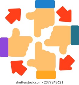 Group of people with hands in a circle for unity Flat Vector Icon