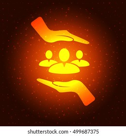 Group of people and hands icon