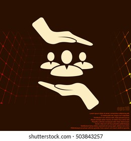 Group of people and hands icon
