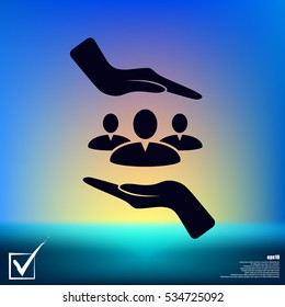 Group of people and hands icon