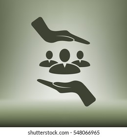 Group of people and hands icon