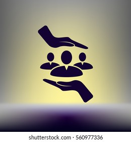 Group of people and hands icon