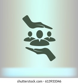 Group of people and hands icon