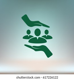 Group of people and hands icon