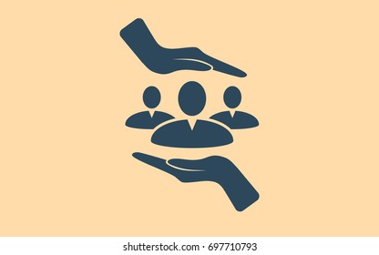 Group of people and hands icon