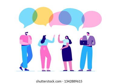 Group of people having conversation. Communication. Flat vector characters.