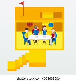 A group of people having discussion vector design