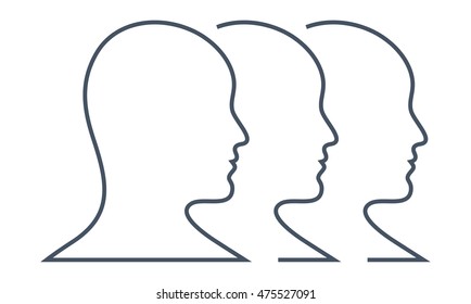Group of people heads profiles minimalist vector icon