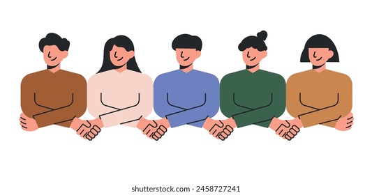 Group of people hold hands
