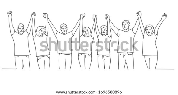 Group People Hold Hands Hands Lifted Stock Vector (Royalty Free ...