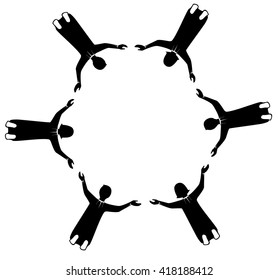 group of people holding hands with love 