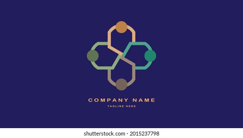 Group of people holding hands shaped letter s. Modern logo ideas for cooperation in business, technology, health, medicine, care or humanity