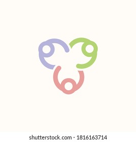 Group of people holding hands vector logo, cooperation, collaboration and cooperation abstract symbol. Logotype of people united together, logo for business and startup