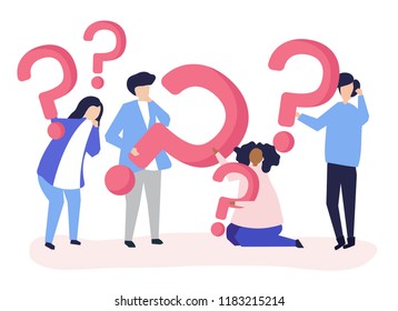 Group of people holding question mark icons