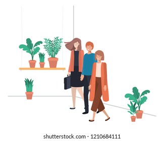 group of people with house plant avatar character