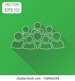 Group of people icon. Business concept persons in line style pictogram. Vector illustration on green background with long shadow.