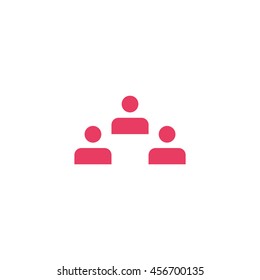 group of people icon or button in flat style with long shadow, isolated vector illustration on white transparent background